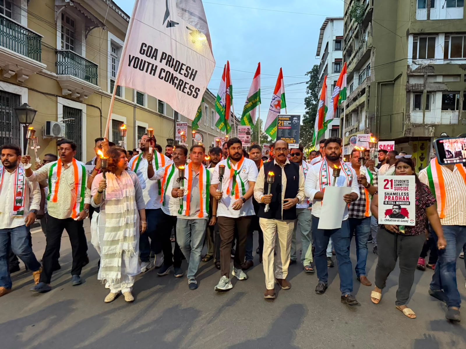 Youth Congress Holds Mashal March Demanding Action Over NEET Paper Leak