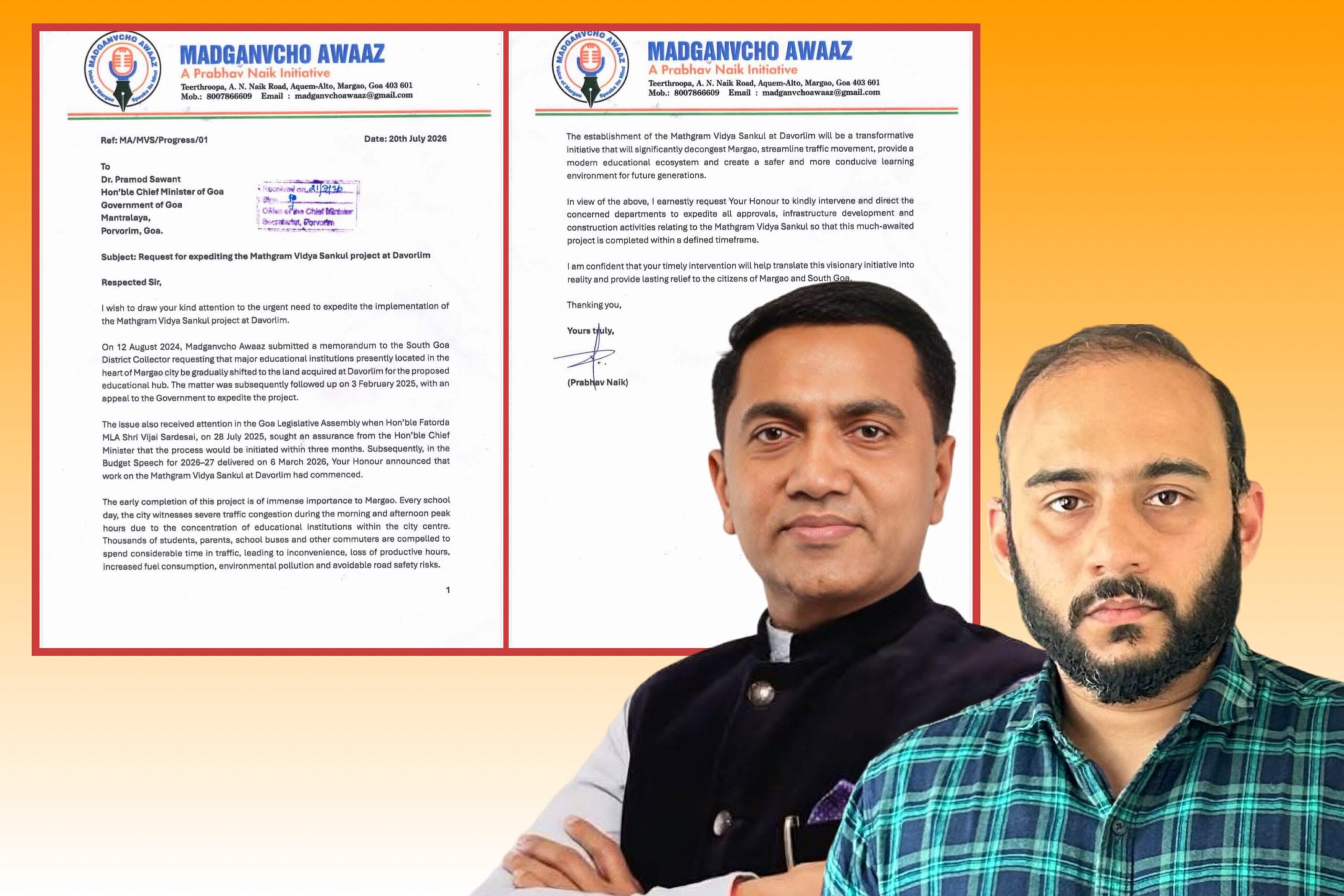 Madganvcho Awaaz Urges CM to Expedite Mathgram Vidya Sankul Project at Davorlim