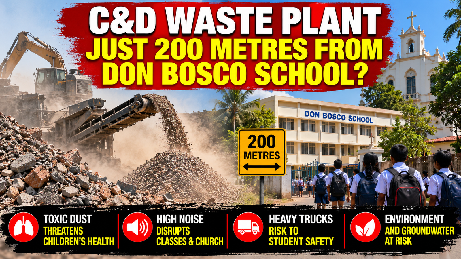Tuem Nagrik Samiti Opposes Construction Waste Processing Plant Near Don Bosco School